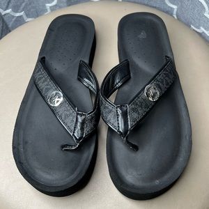 Michael Kors Black Platform Flip Flop Sandals